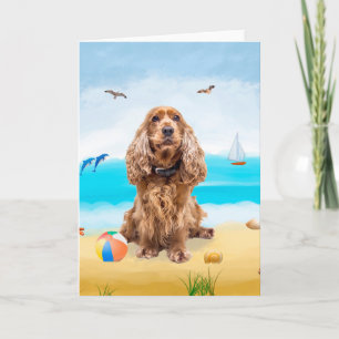 cocker spaniel Dog on Beach  Card