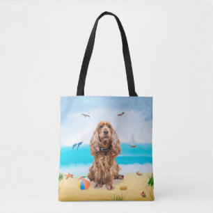 Cocker Spaniel Dog on Beach Tote Bag