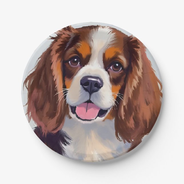 Cocker Spaniel | Dog Painting Pet Paper Plate (Front)