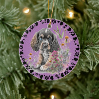 Cocker Spaniel Dog Paw Hearts Pet Photo Lavender