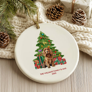 Cocker Spaniel Dog Personalized Christmas Ceramic Ornament