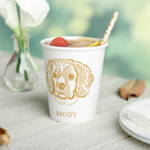 Cocker Spaniel Dog Personalized Hand Drawing Paper Cups