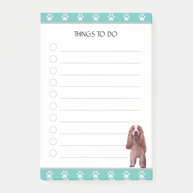 Cocker Spaniel Dog Puppy and Paws Things To Do Post-it Notes (Front)