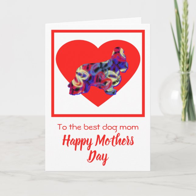 Cocker Spaniel Dog Red Heart Mother’s Day Card (Front)