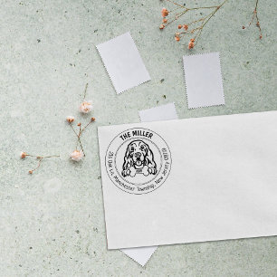 Cocker Spaniel Dog Return Address Family Rubber Stamp