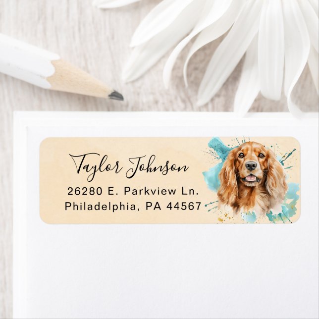 Cocker Spaniel Dog Return Address Label (Insitu)
