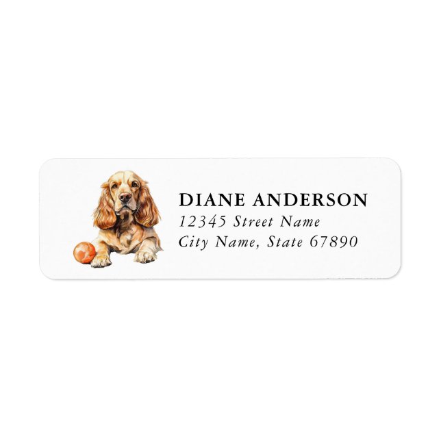 Cocker Spaniel Dog Return Address Labels (Front)