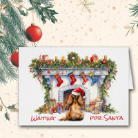Cocker Spaniel Dog Santa Wait Christmas Fireplace