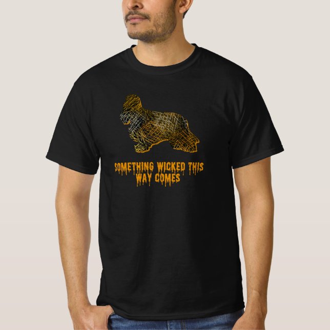 Cocker Spaniel Dog Silhouette Fun Orange Halloween T-Shirt (Front)