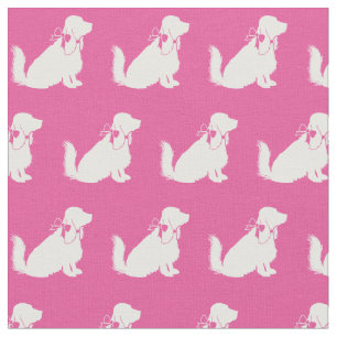 Cocker Spaniel Dog Silhouette Pet Pink Fabric