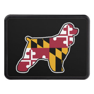 Cocker Spaniel Dog Silhouette with Maryland Flag Trailer Hitch Cover