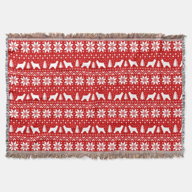 Cocker Spaniel Dog Silhouettes Christmas Holiday Throw Blanket (Front)