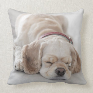 Cocker spaniel dog sleeping throw pillow