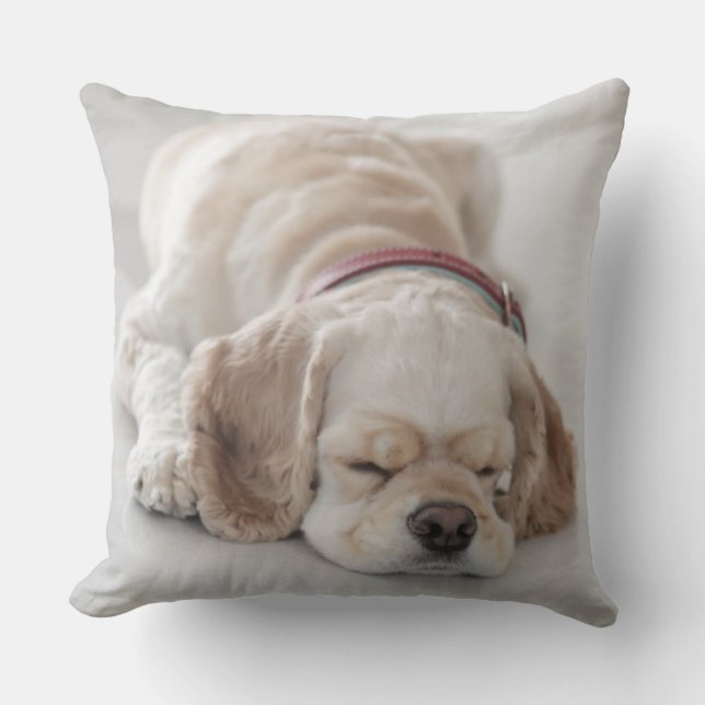 Cocker spaniel dog sleeping throw pillow (Front)