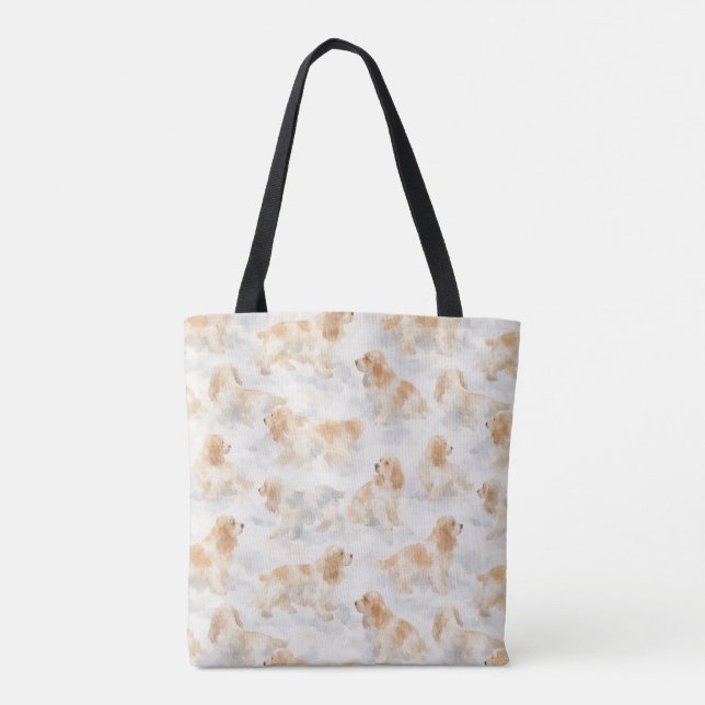 Cocker Spaniel dog soft watercolor  Tote Bag (Back)