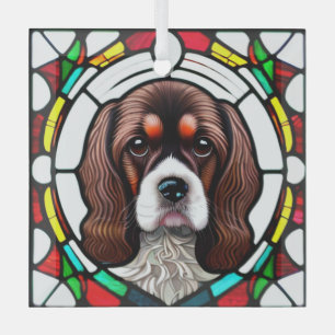 Cocker Spaniel Dog "Stained Glass"  Glass Ornament