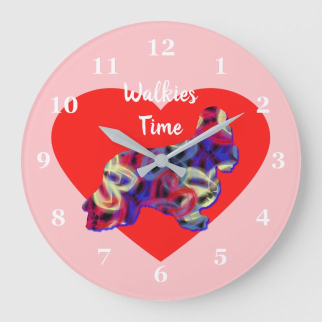 Cocker Spaniel Dog Valentine’s Day Heart Pink Large Clock (Front)