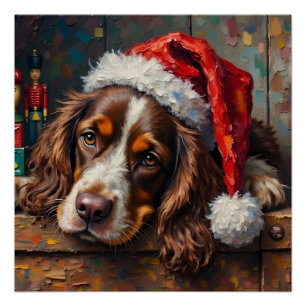 Cocker Spaniel Dog Vintage Christmas Toy Box Poster