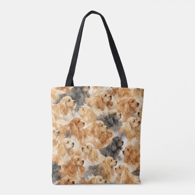 Cocker Spaniel dog watercolor  Tote Bag (Back)