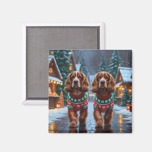 Cocker Spaniel Dogs Christmas Snow Holiday Magnet