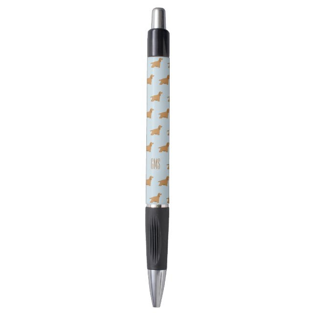 Cocker Spaniel Dogs Pattern Monogrammed Pen (Front Vertical)