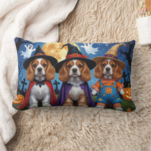 Cocker Spaniel Dogs Pumpkin Halloween Funny Lumbar Pillow
