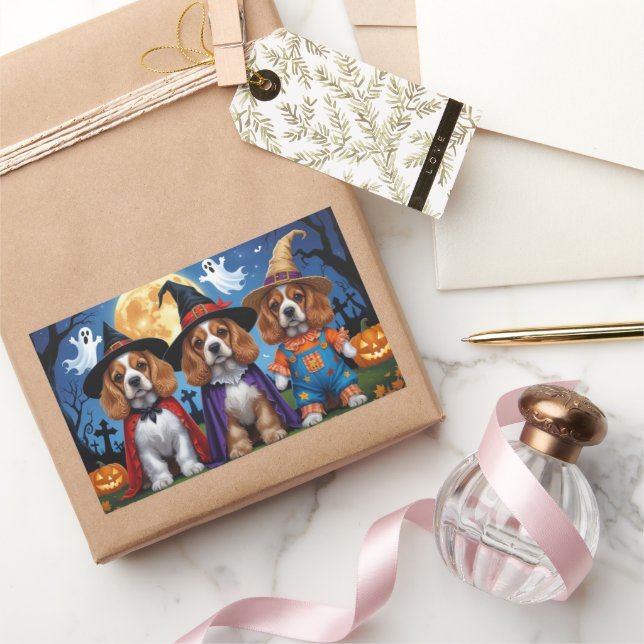 Cocker Spaniel Dogs Pumpkin Halloween Funny Sticker (Gifting)