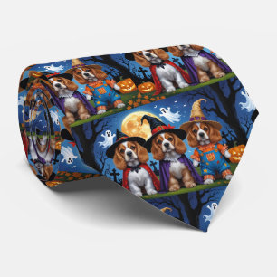 Cocker Spaniel Dogs Pumpkin Halloween Funny Tie