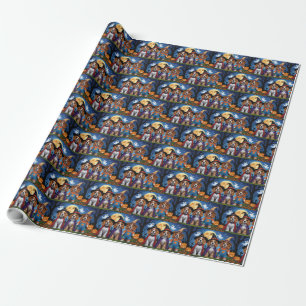 Cocker Spaniel Dogs Pumpkin Halloween Funny Wrapping Paper