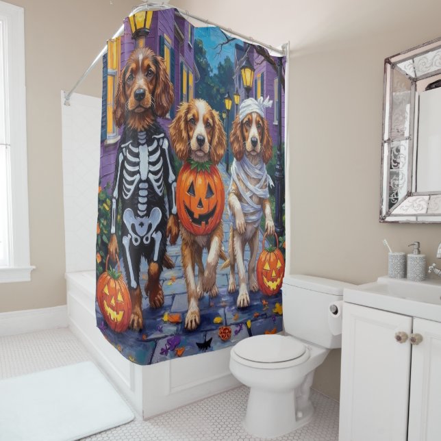 Cocker Spaniel Dogs Trick-or-Treating in Halloween (In Situ)