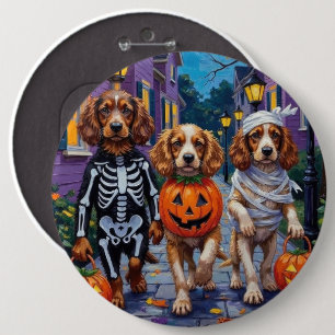 Cocker Spaniel Dogs Trick-or-Treating in Halloween 6 Inch Round Button