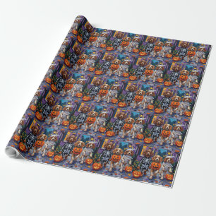 Cocker Spaniel Dogs Trick-or-Treating in Halloween Wrapping Paper