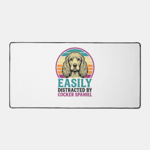 Cocker Spaniel Easily Distracted Vintage Dog Shirt Desk Mat