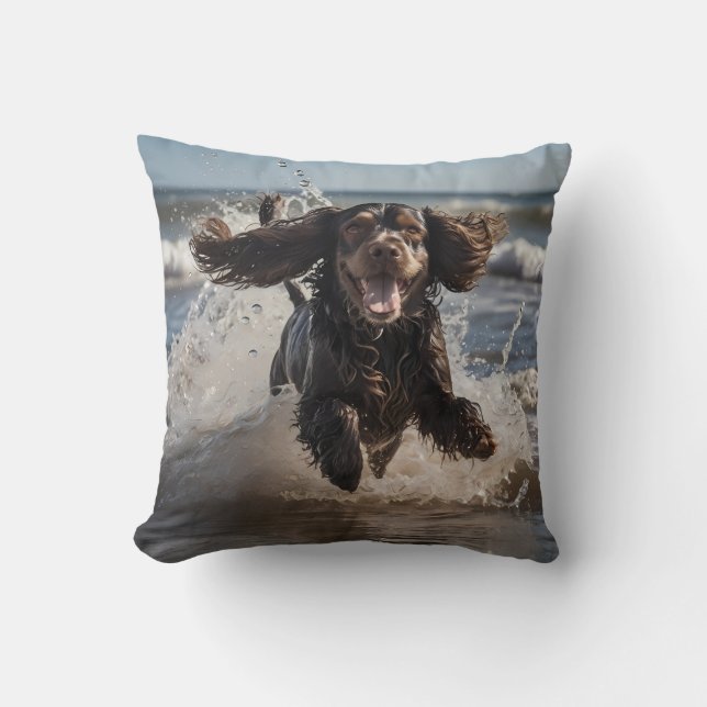 Cocker Spaniel Elegant Throw Pillow (Front)
