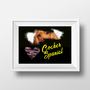 Cocker Spaniel Eyes Solid Colour Poster