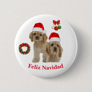 Cocker spaniel Feliz Navidad  2 Inch Round Button