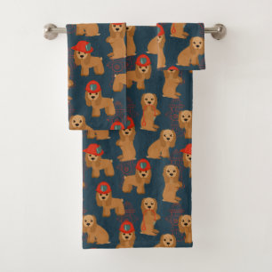 Cocker Spaniel Fireman Bath Towel Set
