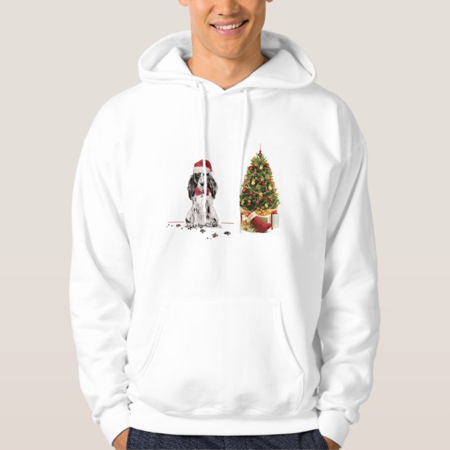 Cocker Spaniel Funny Christmas Dog with Tree Hoodie (Front)