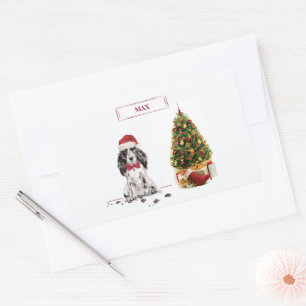 Cocker Spaniel Funny Christmas Dog with Tree Sticker