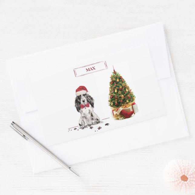 Cocker Spaniel Funny Christmas Dog with Tree Sticker (Envelope)