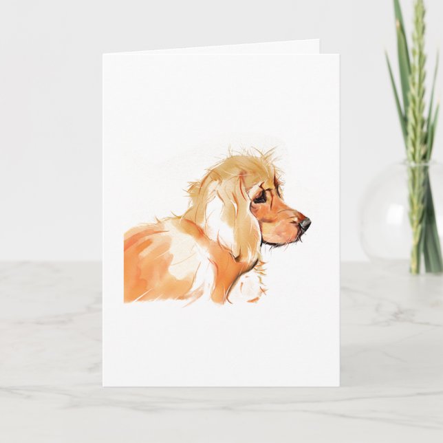 Cocker Spaniel Greeting Card, Watercolor  Card (Front)