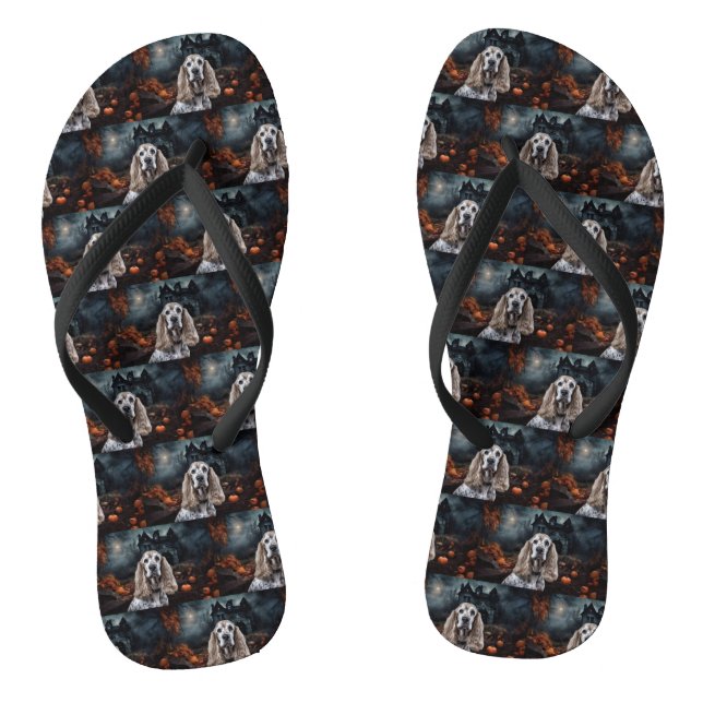 Cocker Spaniel Halloween Scary Flip Flops (Footbed)
