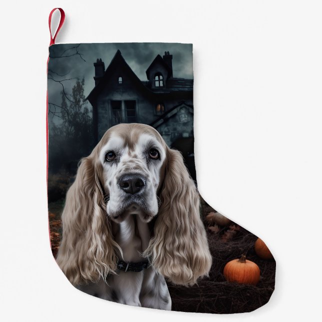 Cocker Spaniel Halloween Scary Small Christmas Stocking (Front)