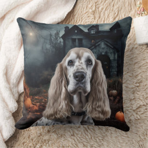 Cocker Spaniel Halloween Scary Throw Pillow