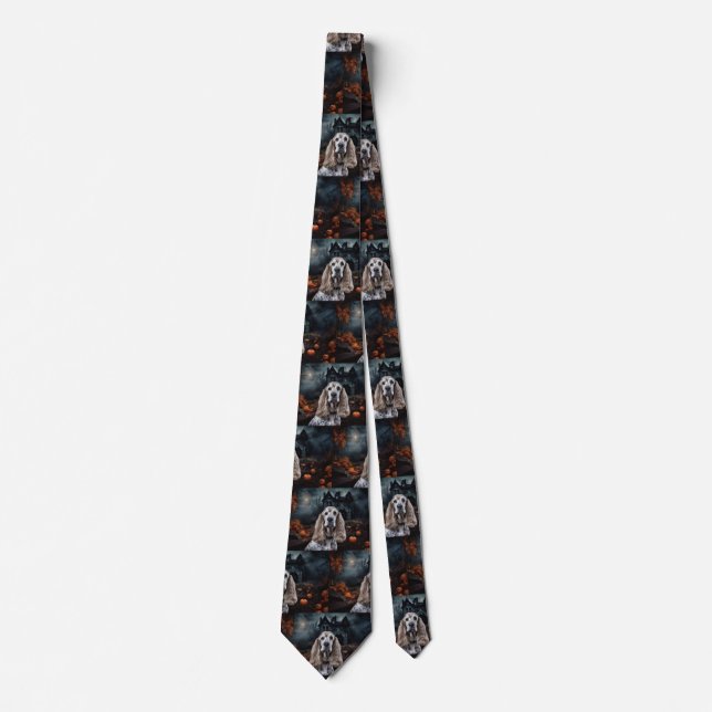Cocker Spaniel Halloween Scary Tie (Front)