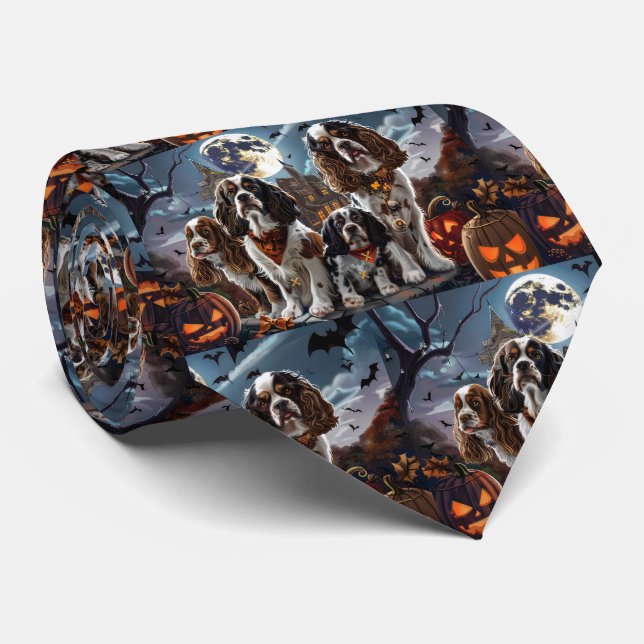 Cocker Spaniel Halloween Spooky Tie (Rolled)