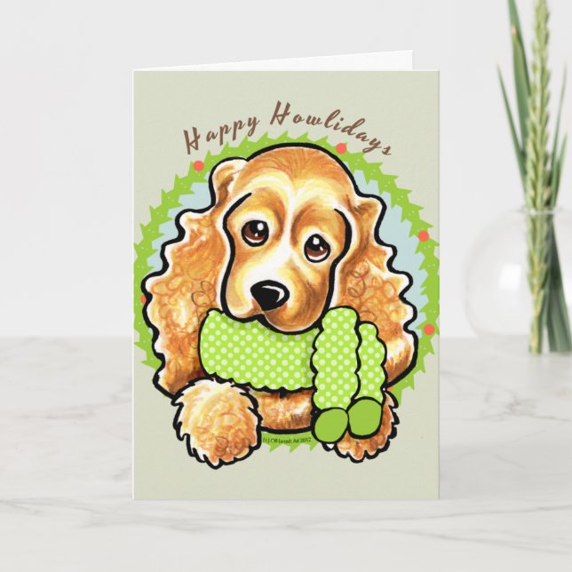 Cocker Spaniel Happy Howlidays Holiday Card (Front)