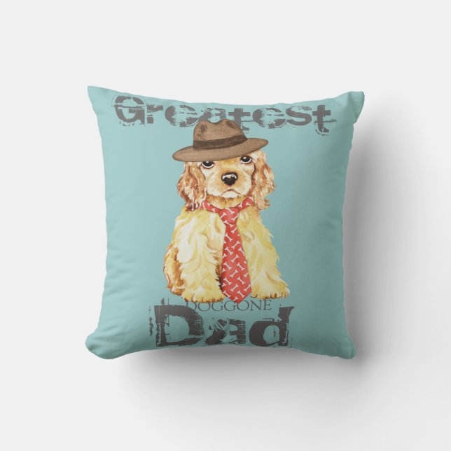 Cocker Spaniel Heart Dad Throw Pillow (Front)