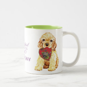 Cocker Spaniel Heart Mom Two-Tone Coffee Mug