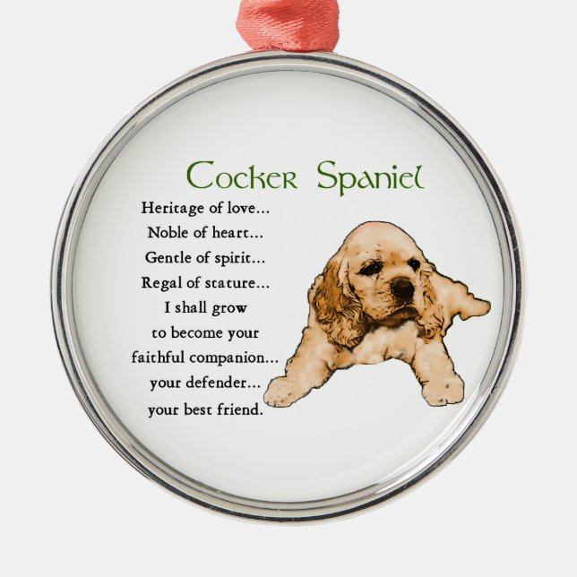 Cocker Spaniel Heritage of Love Metal Ornament (Front)